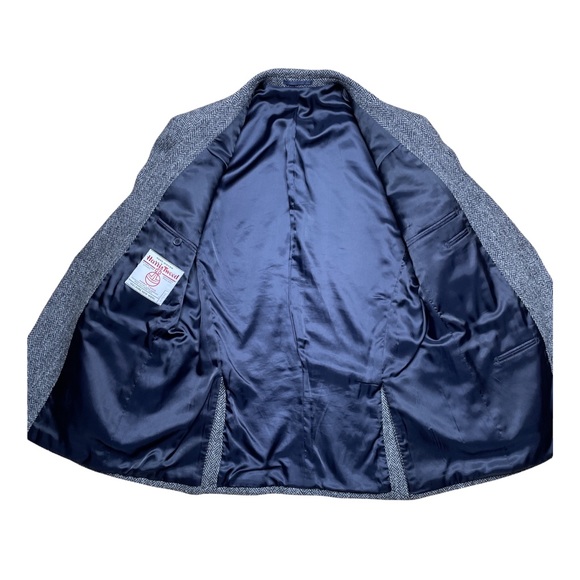 Vintage Harris Tweed 1990s Sport Coat Black Gray 2 Button Jacket Double Vent EUC - Picture 9 of 11